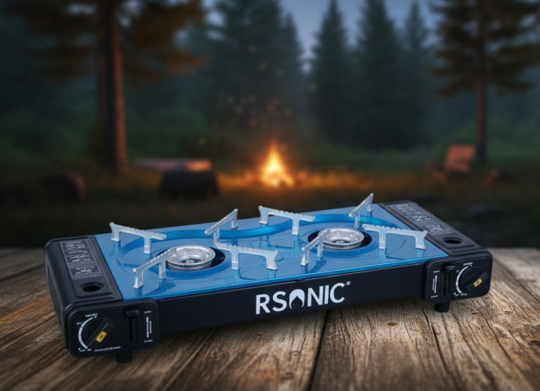 Газова плита настільна 2 конфорки RSonic Just Camp 4016 потужність 2.3 кВт портативна кемпінгова