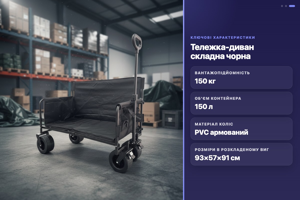 Тележка-диван складна з колесами TKMP-02 навантаження 150кг чохол знімається розміри 93х48х91см